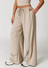 Athletic Wide Leg Lounge Pants with Drawstring and Pockets