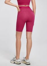 High Waisted Tummy Control Biker Shorts with Suspended Pocket