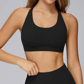 Cross Back Strappy Athletic Bras with Removable Pads