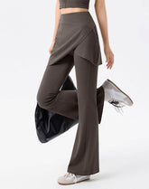 High Waist Fake Two Pieces Trouser Skirt Yoga Flared Pant