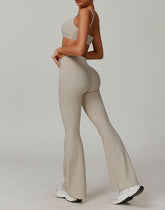 Activewear Sets with Square Neck Sports Bras and Flare Pants