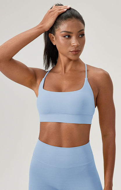 Cross Spaghetti Straps Sports Bra with Chest Pad