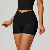 Cross Waist Yoga Shorts with Pockets