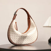 Woven Leather Handbag Half Moon Bag