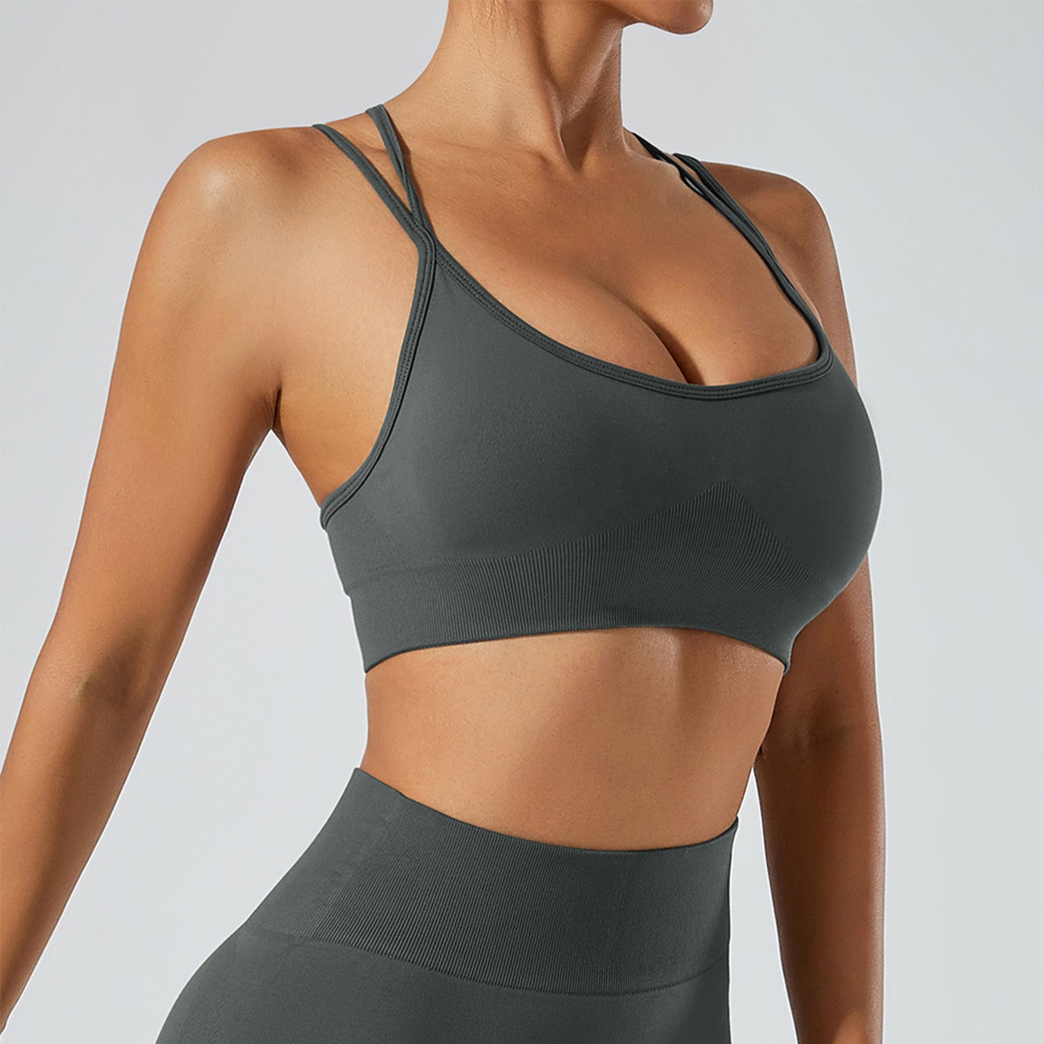 Strappy Adjustable Criss Cross Sports Bra Yoga Crop Tops