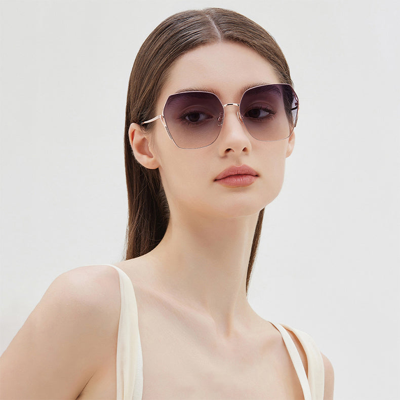 Large Frame Outdoor Vintage Ovesized Hexagon Sunglasses
