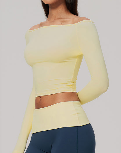 Off Shoulder Long Sleeve Sports T-Shirts