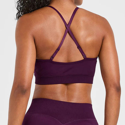 Cross Back Sports Bras Adjustable Strappy Yoga Crop Tops