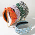 Classic Tweed Fabric Knotted Headband with Pearl and Rhinestone -