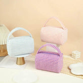 Plaid Two-tone Pillow Cosmetics Bag with Handle