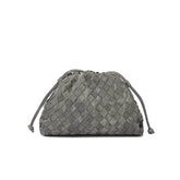 Small Denim Woven Clutches Bag with String