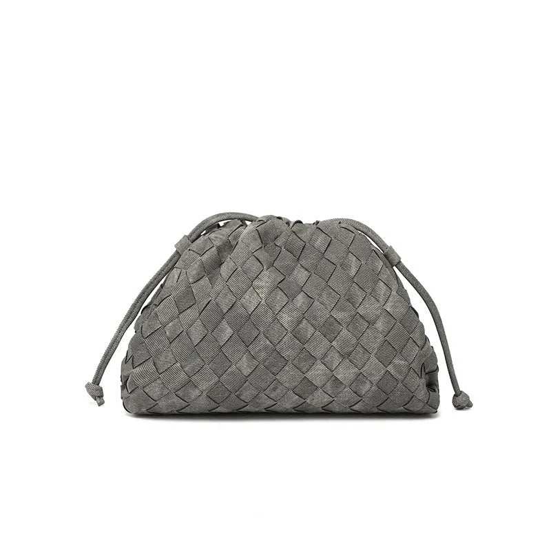 Small Denim Woven Clutches Bag with String | Compact and Trendy