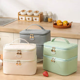 Portable PU Insulated Lunch Bag Double Layer Cooler Handbag