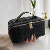 PU Leather Diamond Lattice Makeup Bag