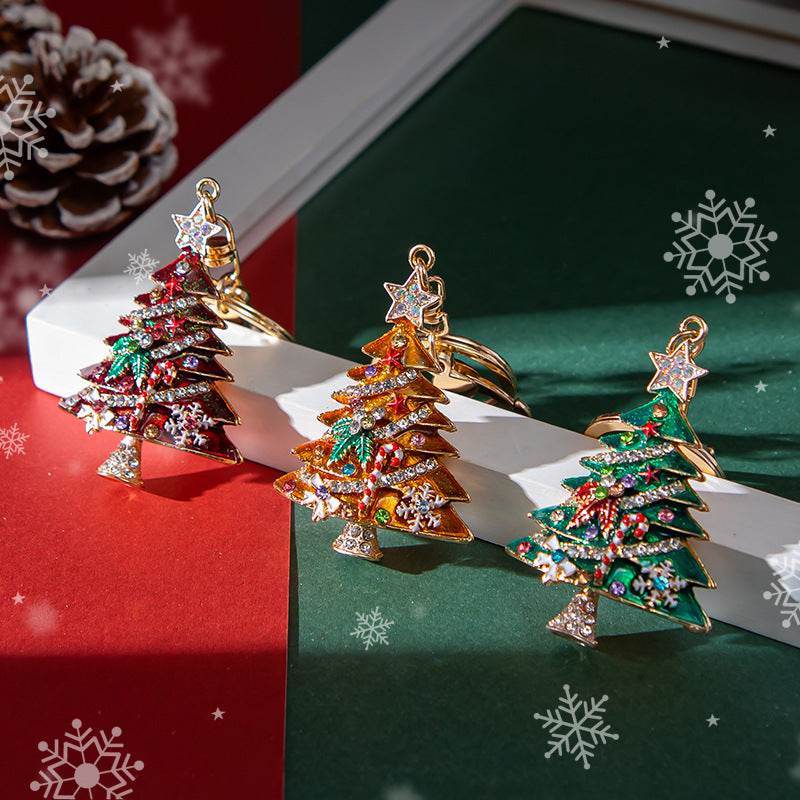 Christmas Tree Keychain Rhinestone Purse Charms