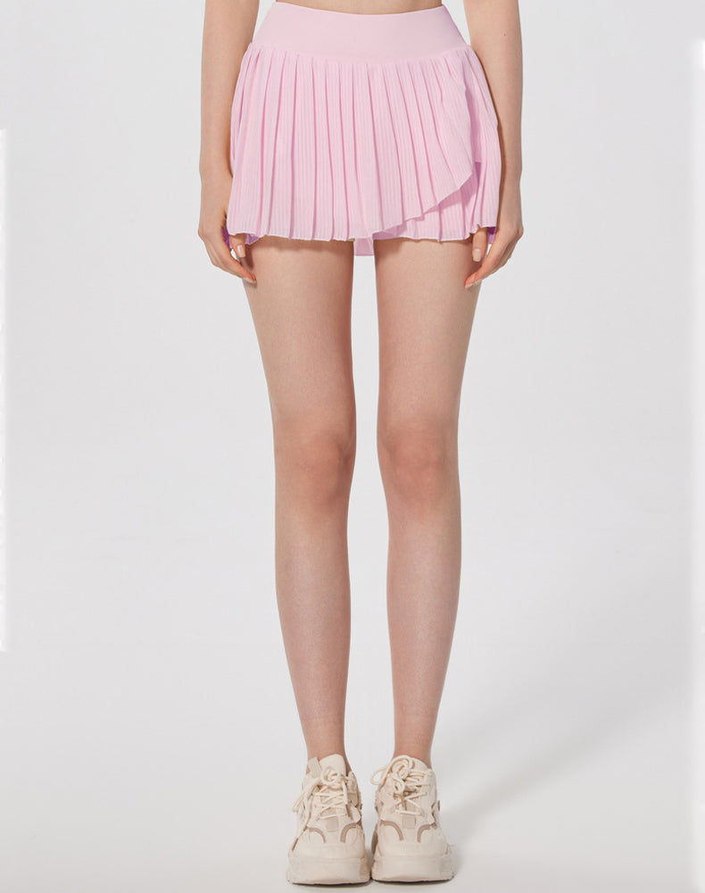 Fashion Solid Color Double Layer Tennis Skirt
