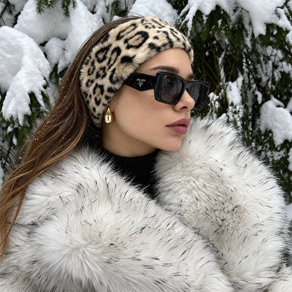 Leopard Faux Fur Warm Winter Wide Headband