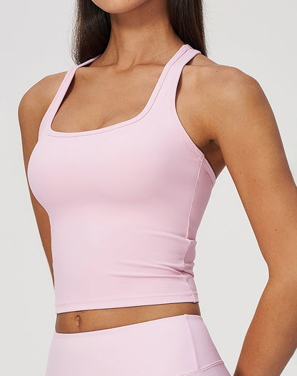 Sleeveless Racerback Tank Tops with Built-in Bra