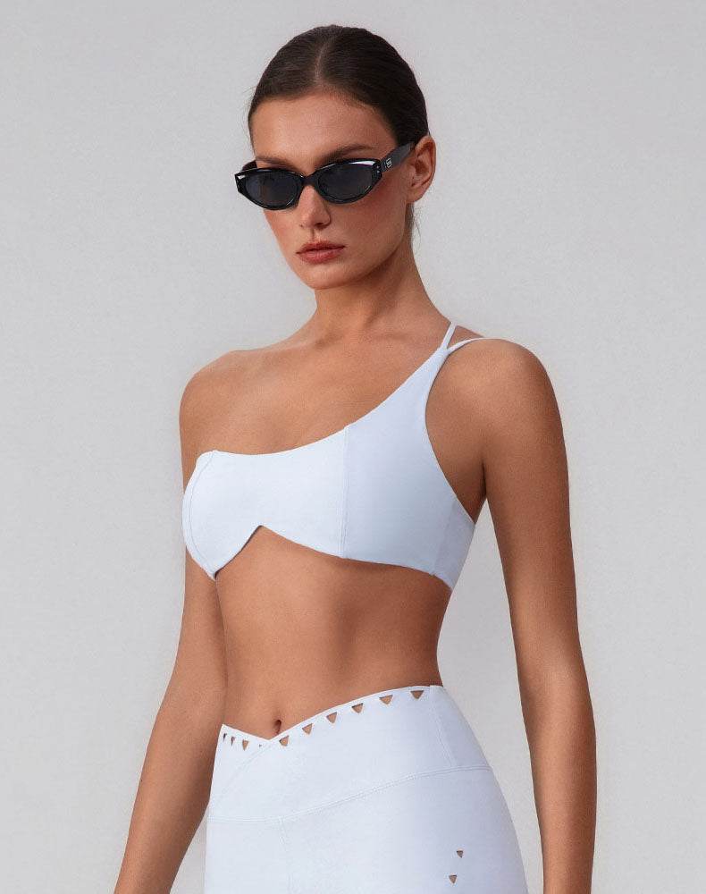 Asymmetric One Shoulder Backless Sports Bra