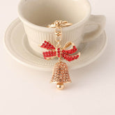 Crystal Christmas Bell with Bow Bag Keychain Decor