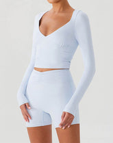 Long Sleeve Slim Fit Tops Fall T-Shirt with Thumb Holes