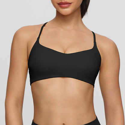 Twist Cross Back Sports Bra Adjustable Thin Straps Yoga Tops