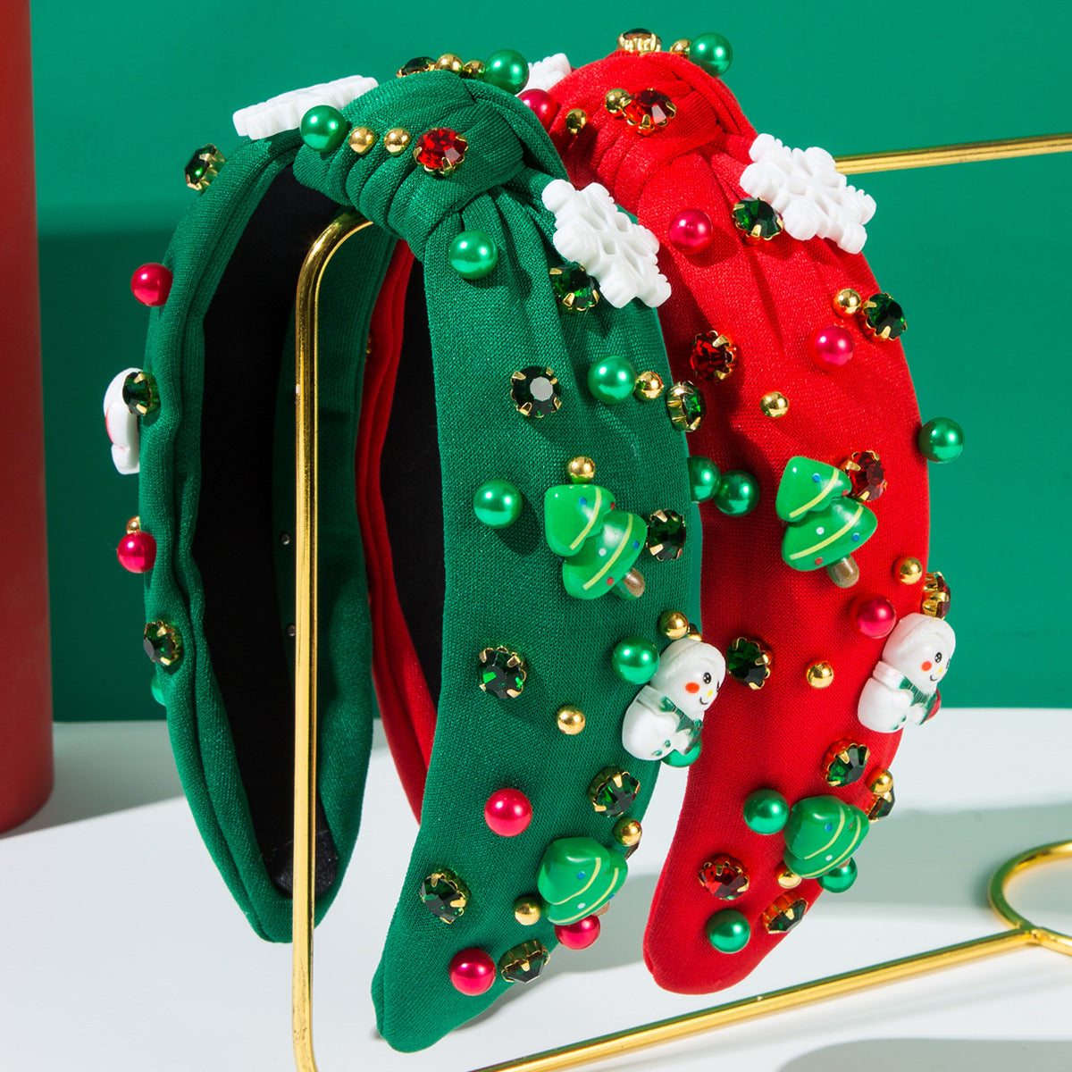 Christmas Jeweled Crystal Embellished Knotted Headband | Festive Look