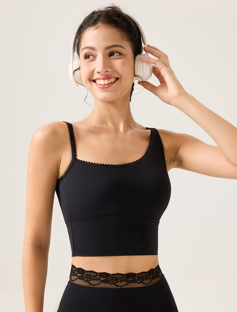 Lace Trim Tank Tops Asymmetrical Shoulder Straps Camisole