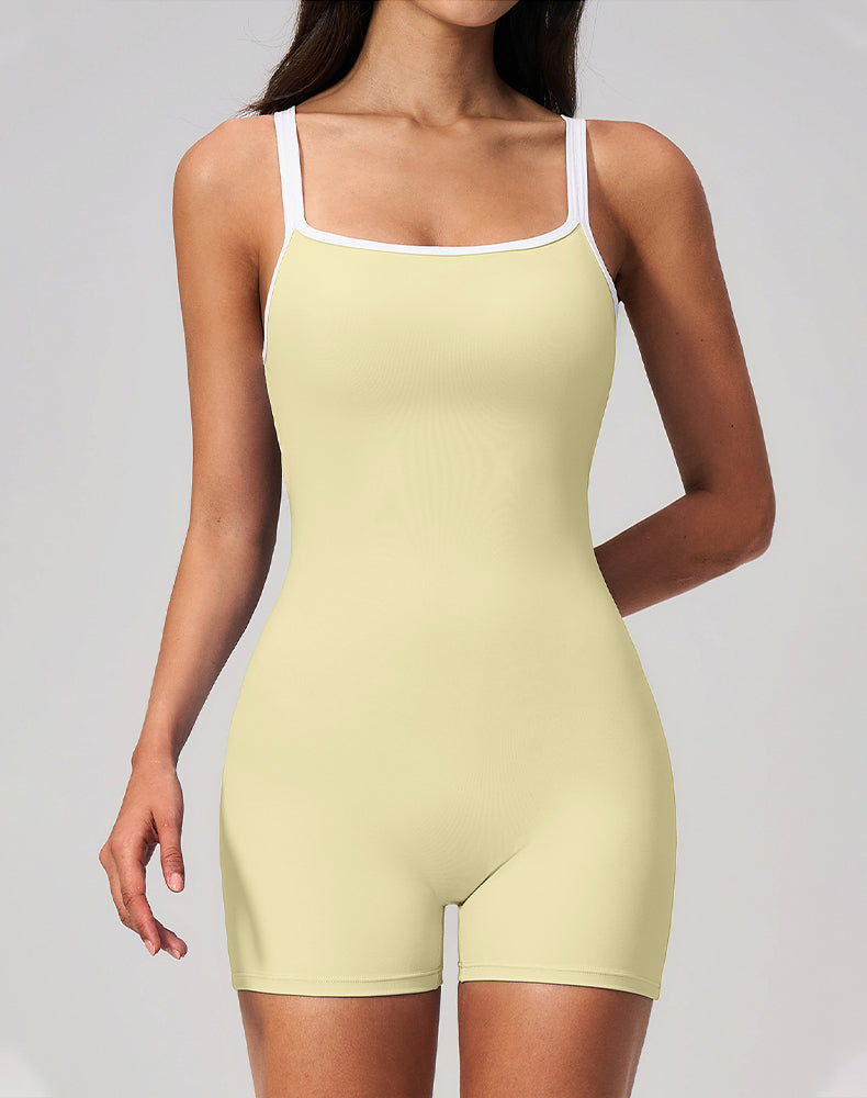 One Piece Short Romper Tummy Control Yoga Bodysuit
