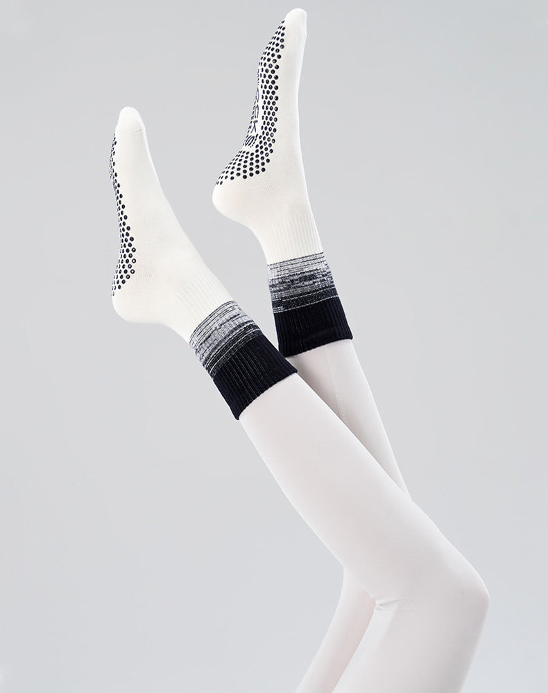 Pilates Yoga Crew Socks with Non Slip Grippers