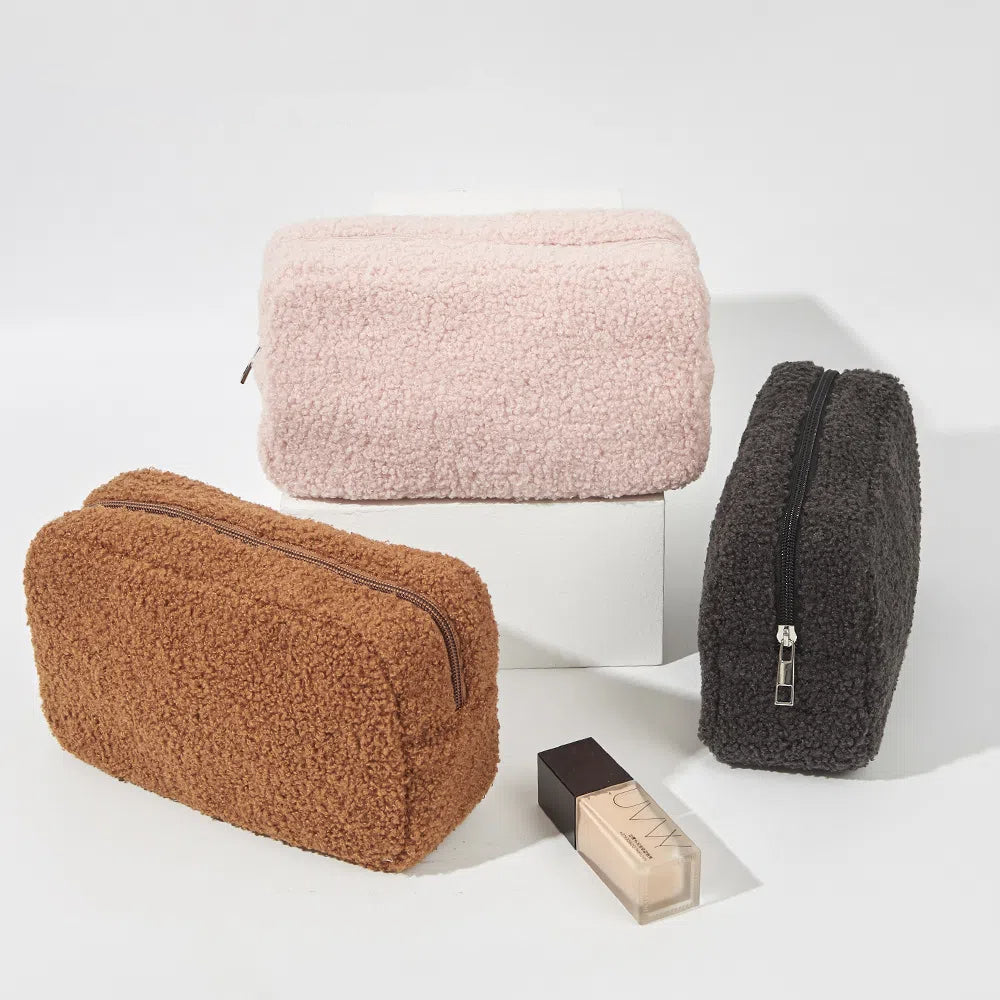 Solid Plush Makeup Bag