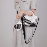 New Woven Pu Leather Tote Bag Crossbody