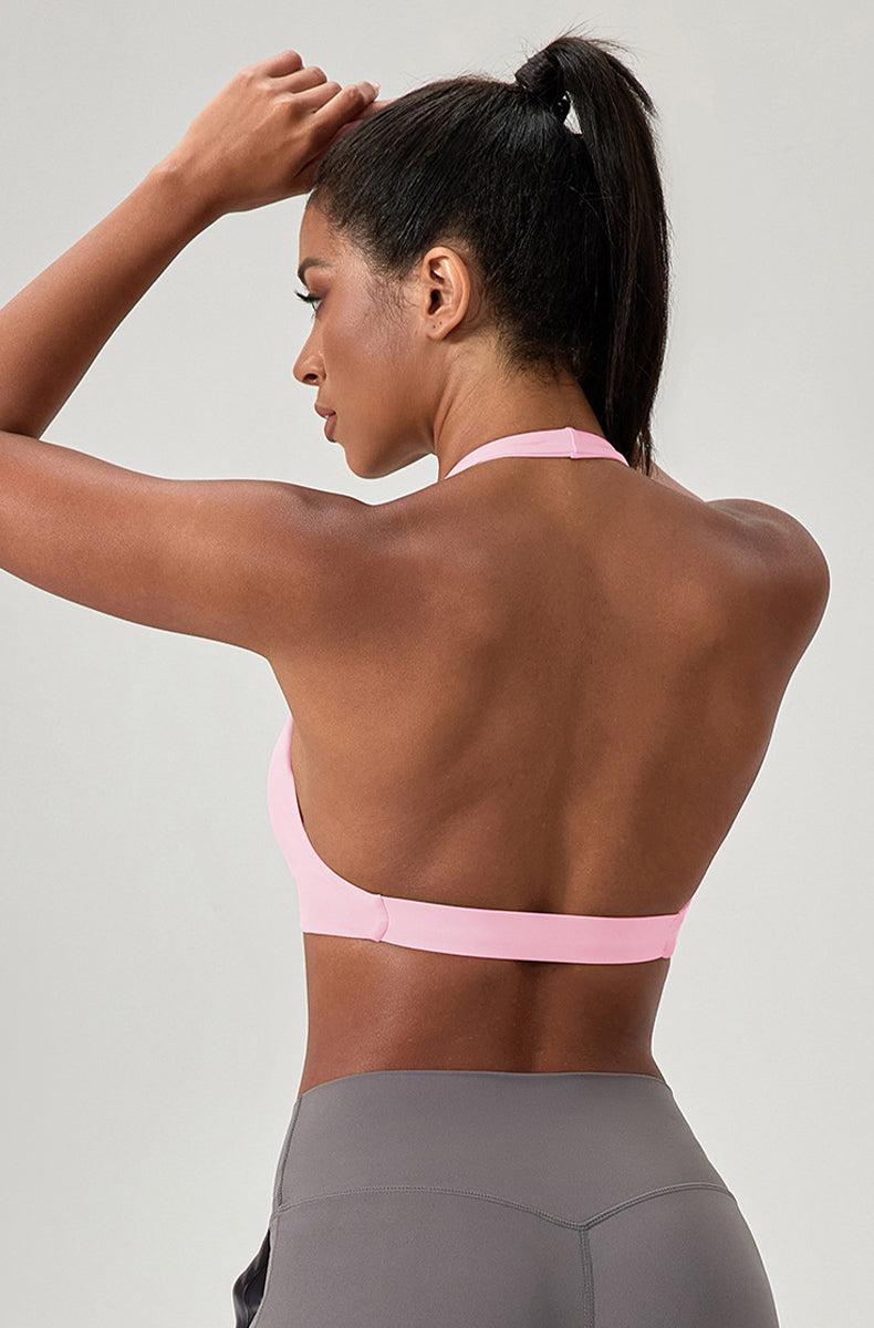 Twist Front Halter Straps Sports Bra
