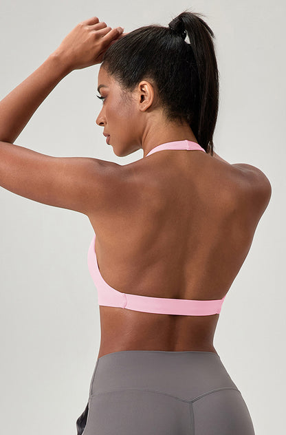 Twist Front Halter Straps Sports Bra