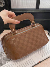 PU Leather Pouch Open Flat Cosmetic Bags with Handle