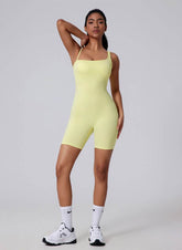Asymmetric Straps Yoga Shorts Romper Bodysuit