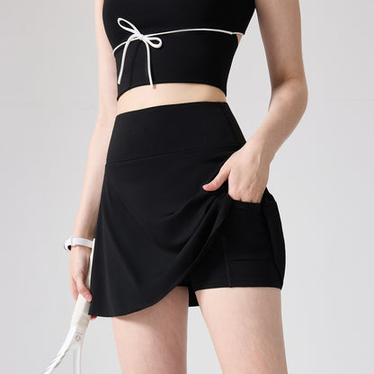 High Waist Golf Tennis Skirts with Built-in Short and Pocket