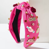 Wide Edge Cross Knotted Headband With Love Heart