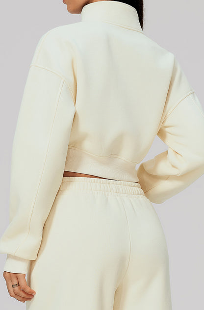 Crop Collar Zip Up Athletic Jacket