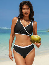 Color Block V Neck Bikini Set