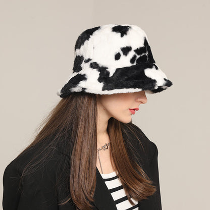 Winter Fuzzy Bucket Hat Lambswool Warm Fisherman Cap