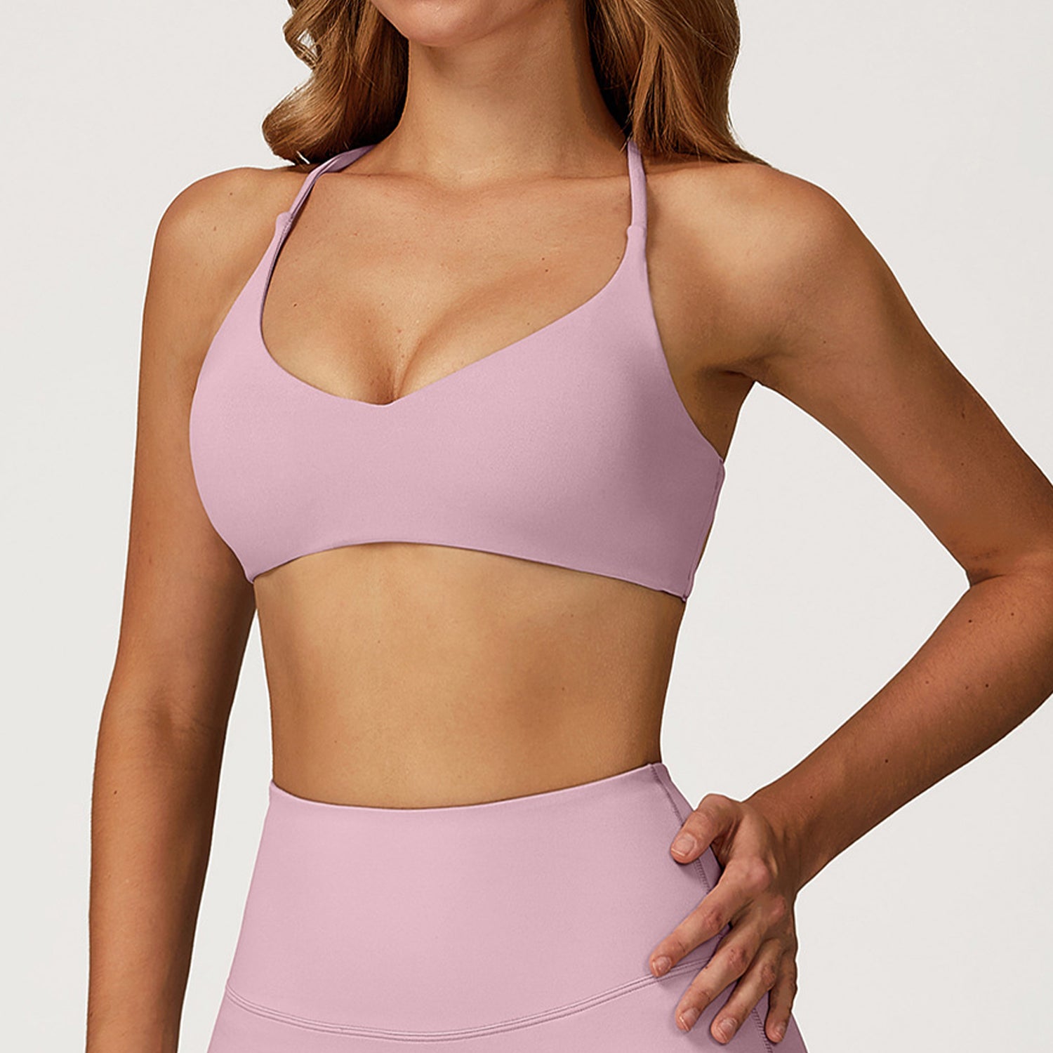 Spaghetti Straps Cross Back Sports Bra