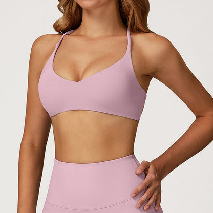 Spaghetti Straps Cross Back Sports Bra