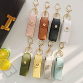 PU Leather Lipstick Holder Keychain with Clip