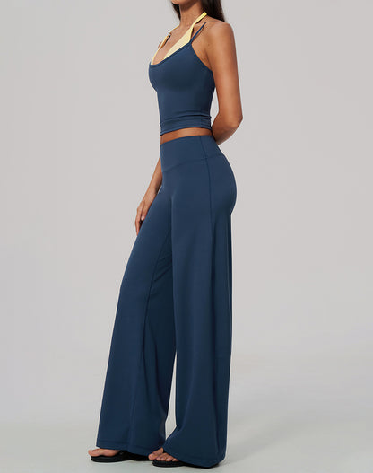 2 Piece Color Block Tank Top and Flare Pant Sets