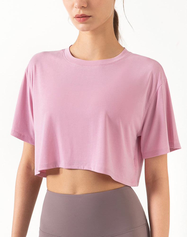 Drop Shoulders Crop Top Oversized Short Sleeve T-Shirts