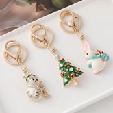 Rhinestone Christmas Keychain Crystal Christmas Accessories