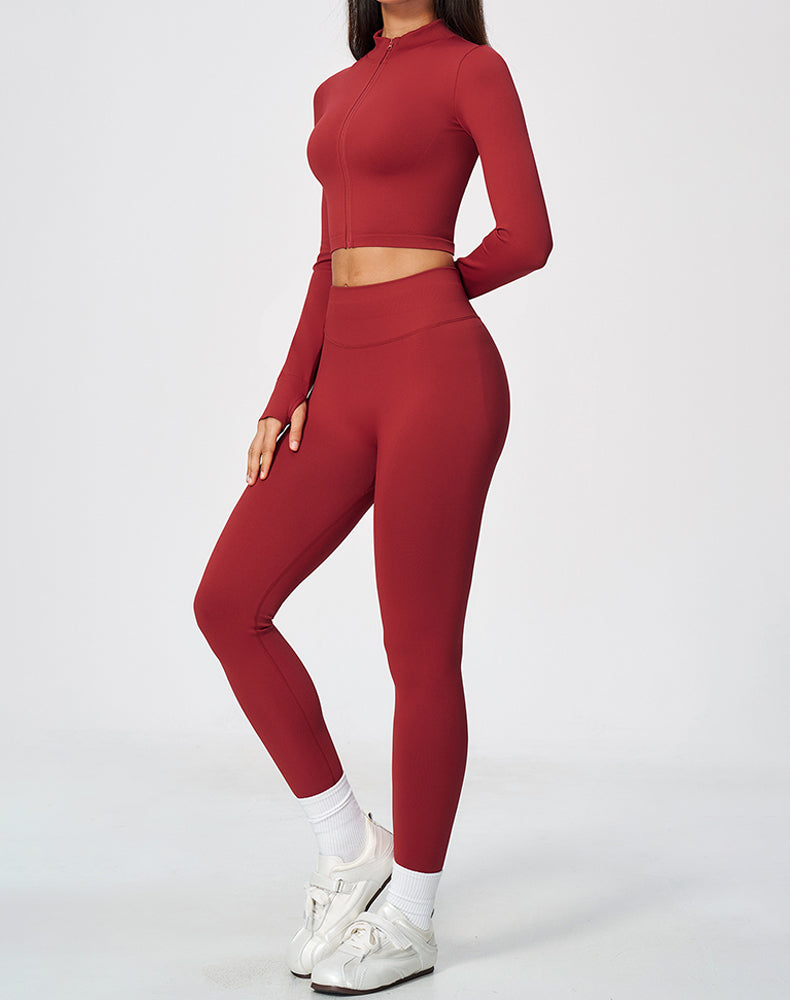 2-Piece Athletic Set Cropped Jacket and Leggings