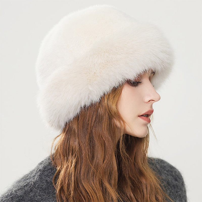 Faux Fur Winter Bucket Hat Fuzzy Fluffy Warm Hat
