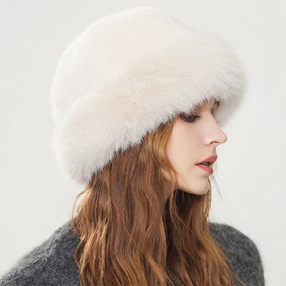 Faux Fur Winter Bucket Hat Fuzzy Fluffy Warm Hat